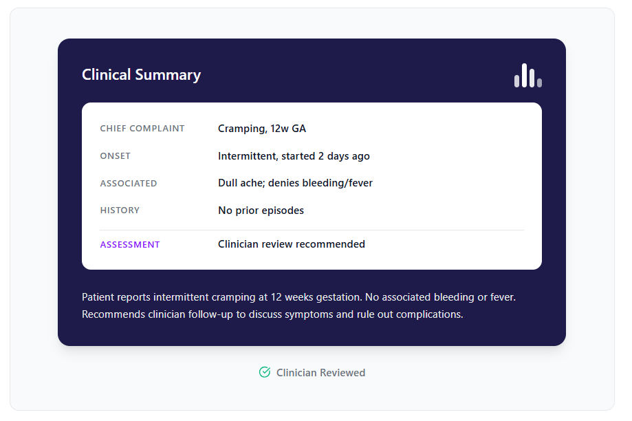 AI-generated clinical summaries for OB/Gyn visit prep — Viv Health